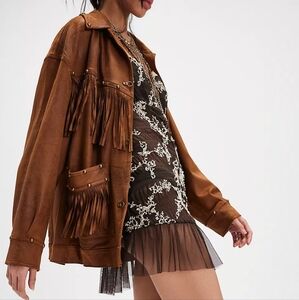 Free People We The Free Knox Vegan Fringe Leather Jacket